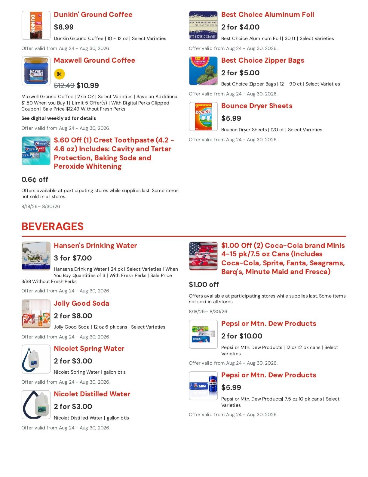 Hansen's IGA (Sparta, WI) Weekly Ad August 24 - 30, 2026