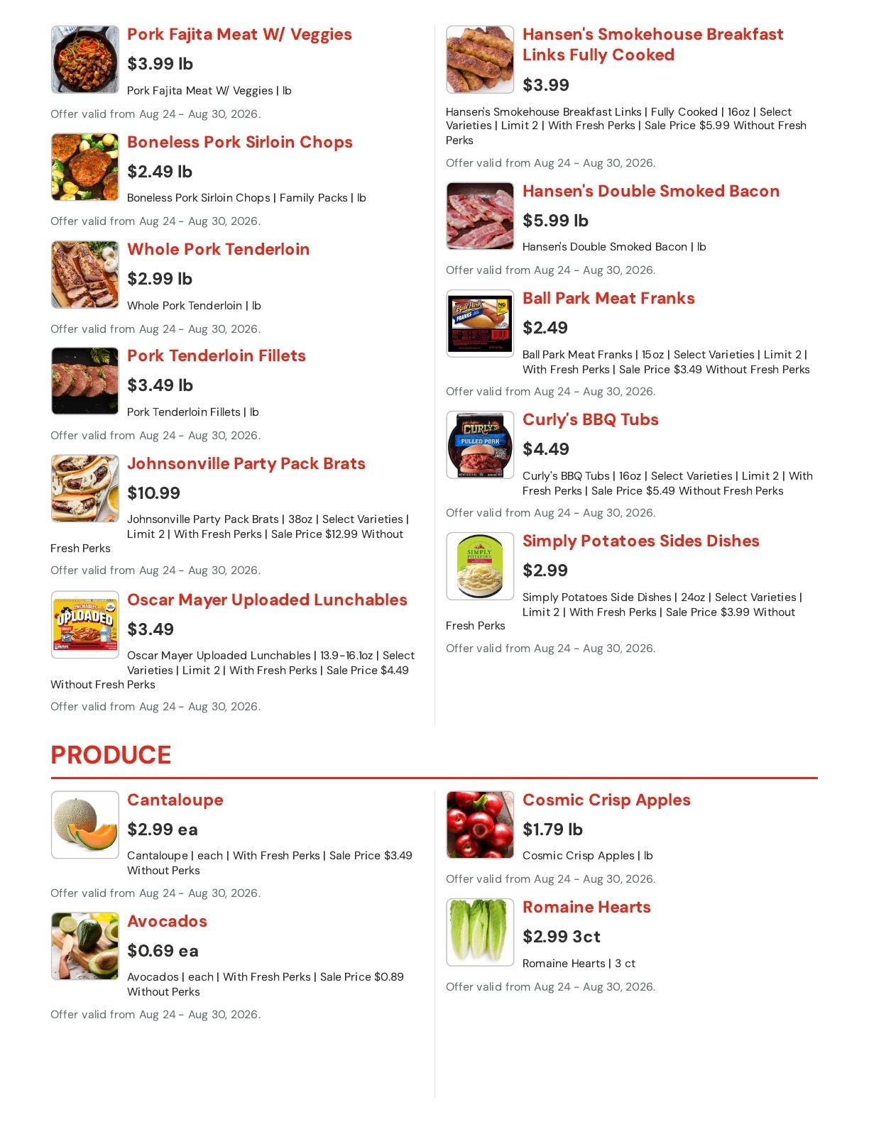 Hansen's IGA (Sparta, WI) Weekly Ad August 24 - 30, 2026