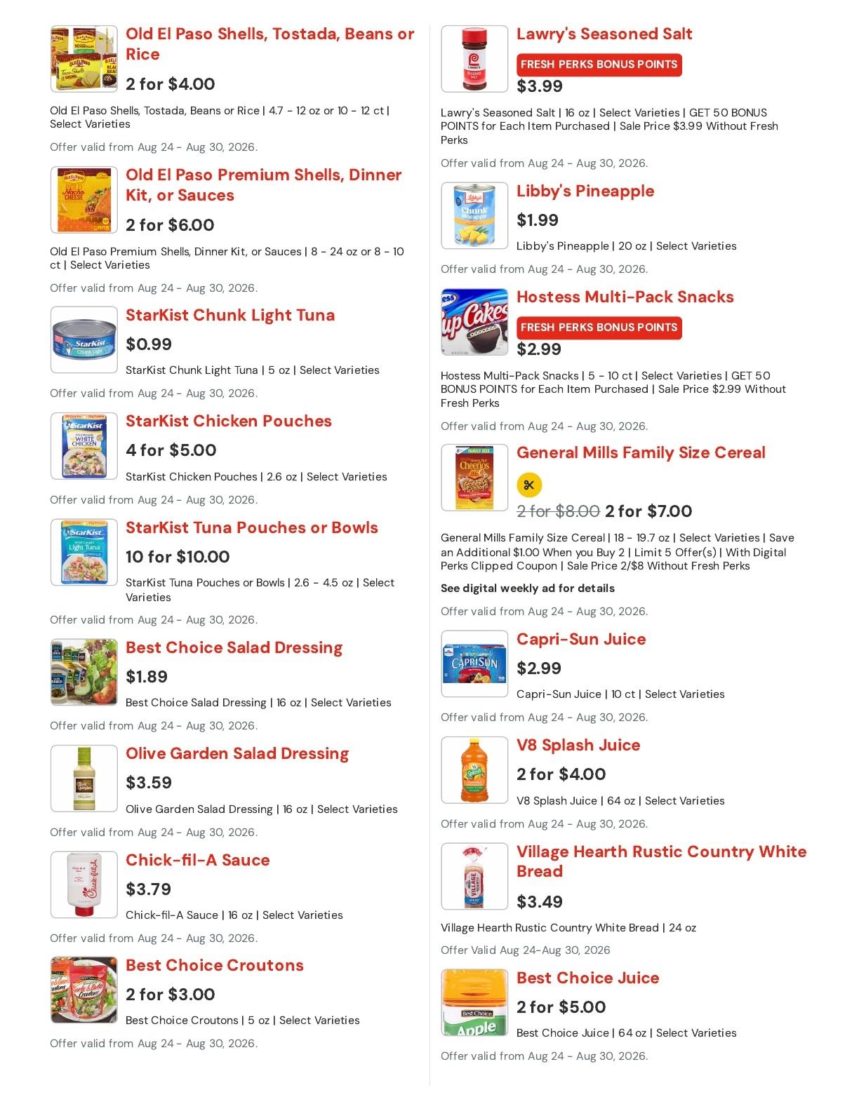 Hansen's IGA (Sparta, WI) Weekly Ad August 24 - 30, 2026