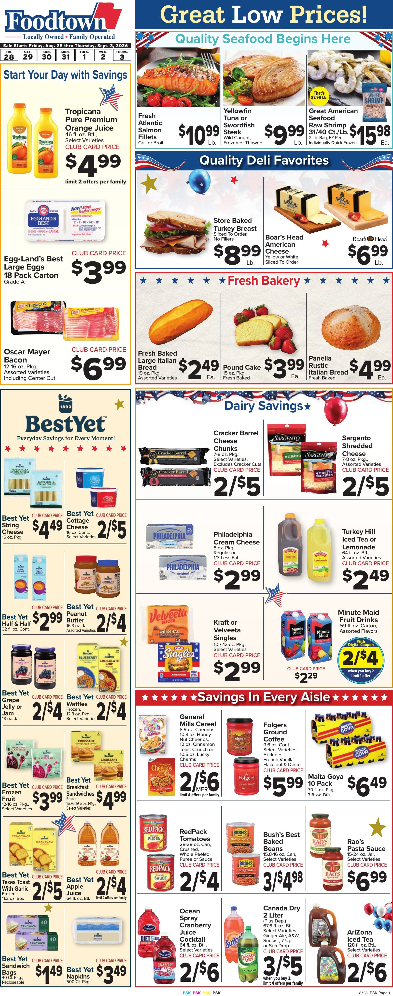 Foodtown Weekly Ad August 28 - September 3, 2026