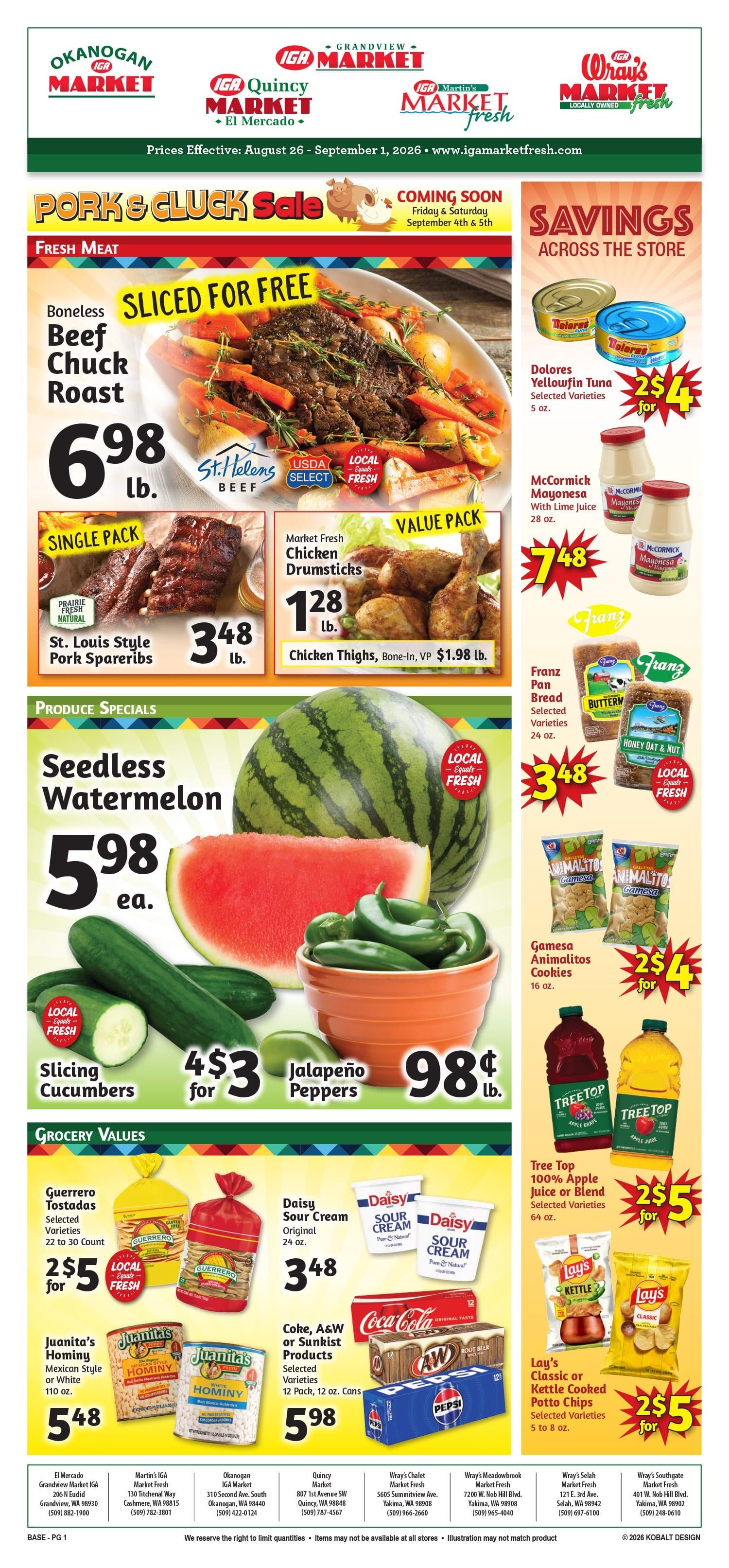 Quincy Market IGA Weekly Ad August 26 - September 1, 2026
