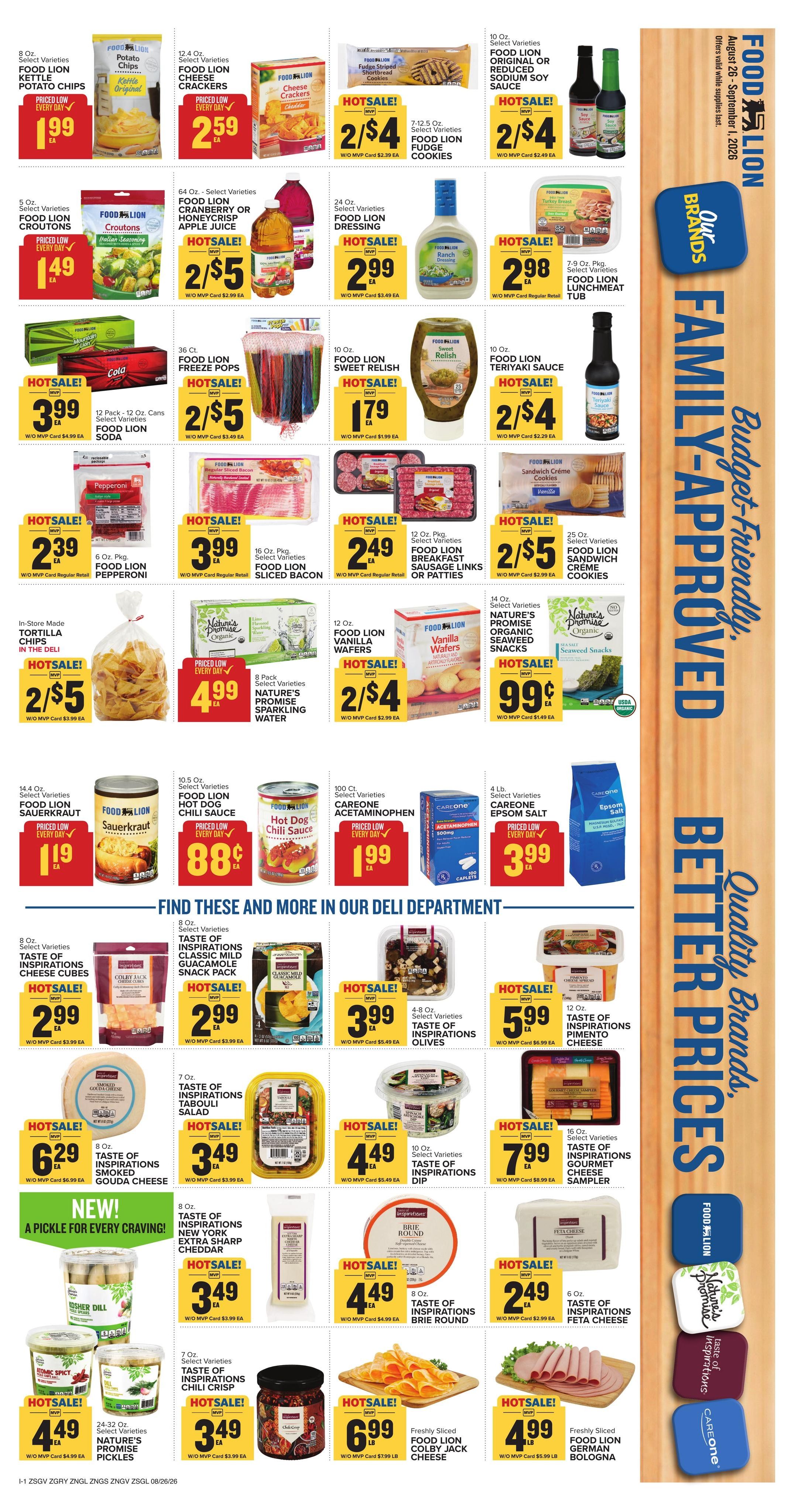 Food Lion (Tuxedo–Flat Rock Area, NC–SC) Weekly Ad August 26 - September 1, 2026