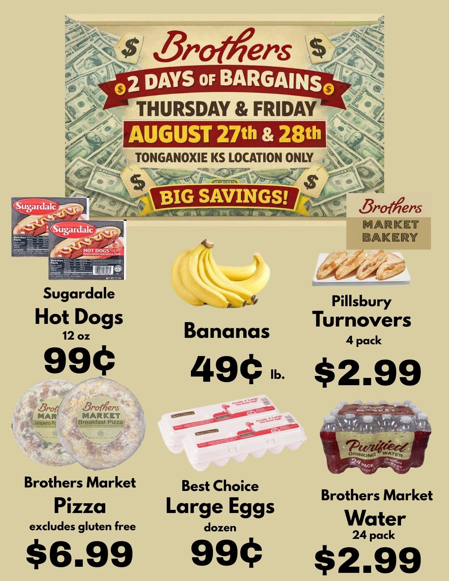 Brothers Market (319 Ridge Street, Tonganoxie, KS) 2 Day Sale Weekly Ad August 27 - 28, 2026