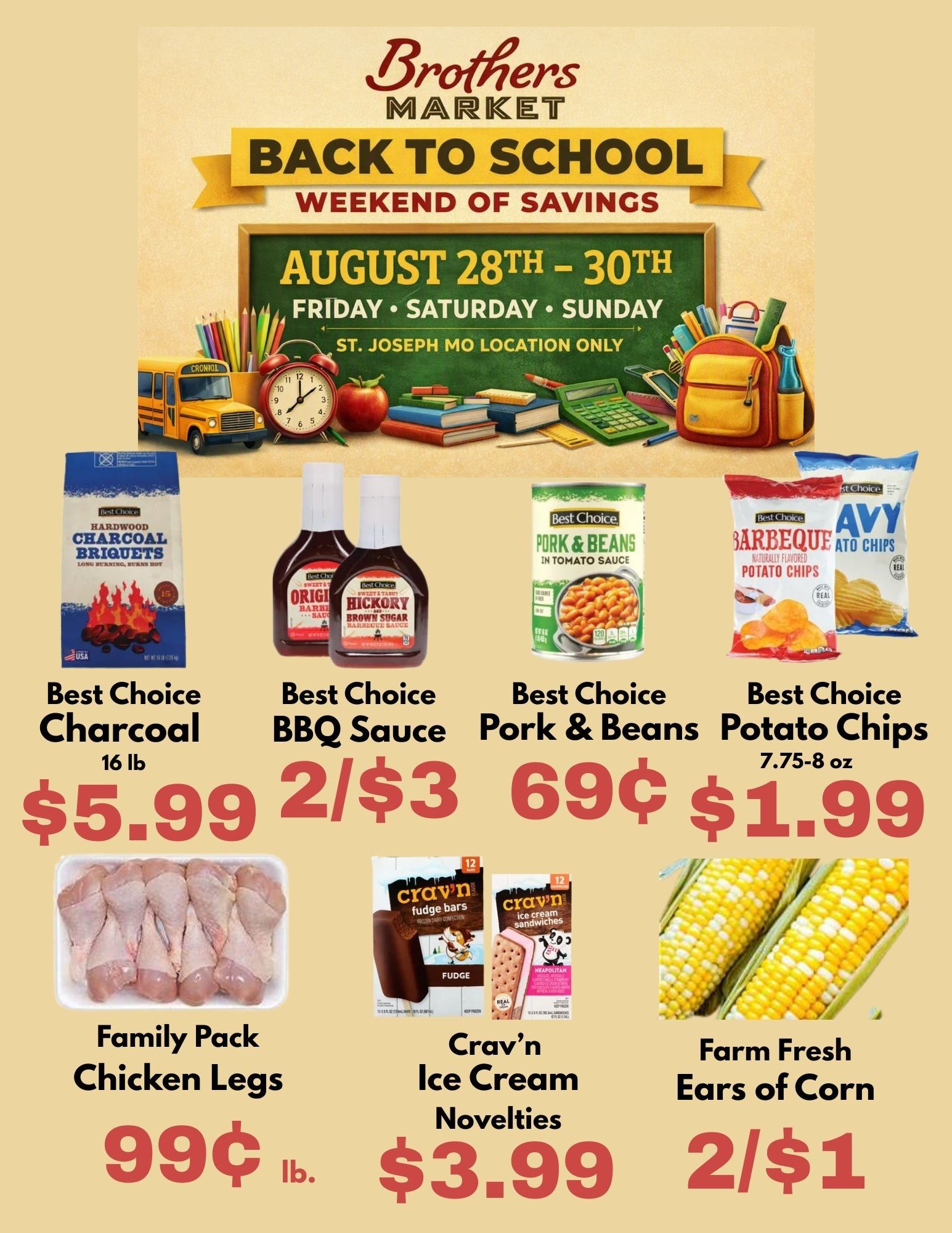 Brothers Market (St. Joseph, MO) 3 Day Sale Weekly Ad August 28 - 30, 2026