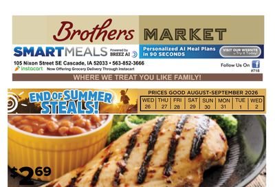 Brothers Market (Cascade, IA) Weekly Ad August 26 - September 2, 2026
