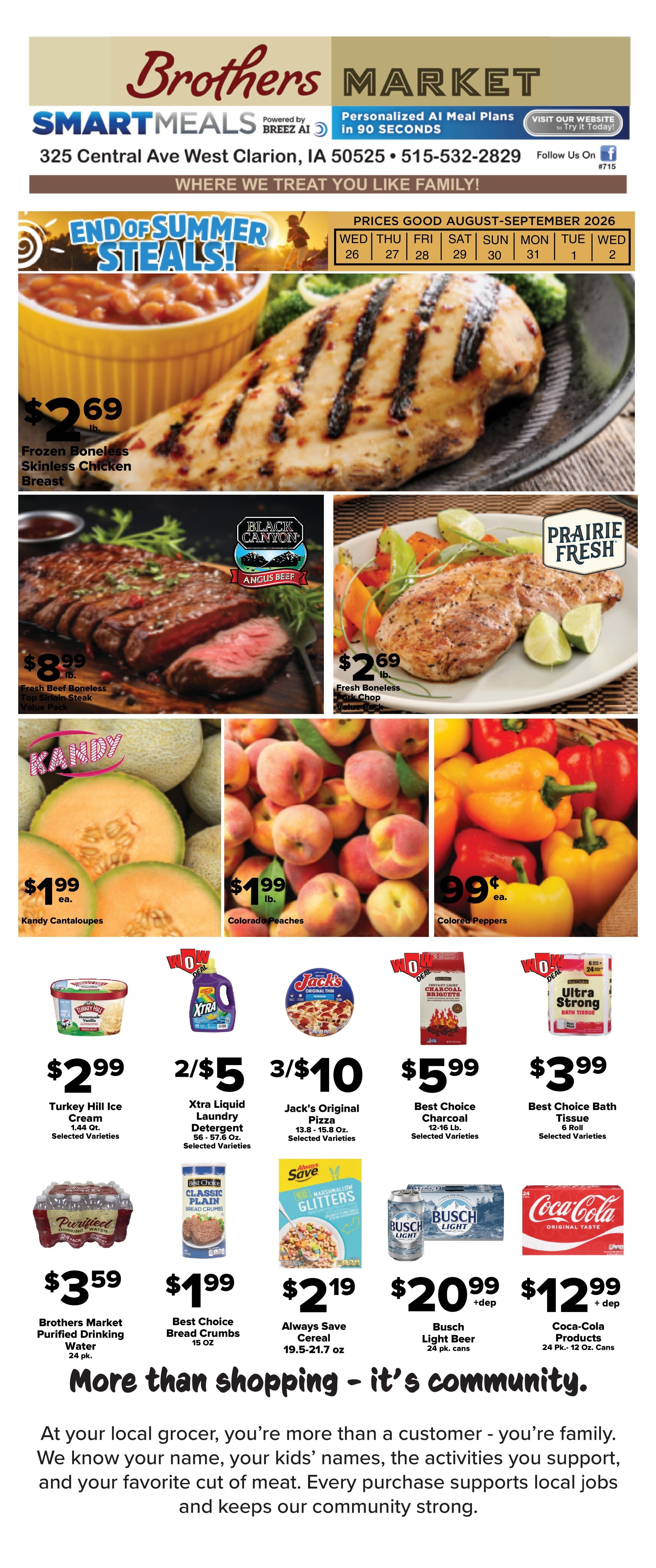 Brothers Market (Clarion, IA) Weekly Ad August 26 - September 2, 2026