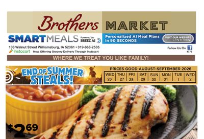 Brothers Market (Williamsburg, IA) Weekly Ad August 26 - September 2, 2026