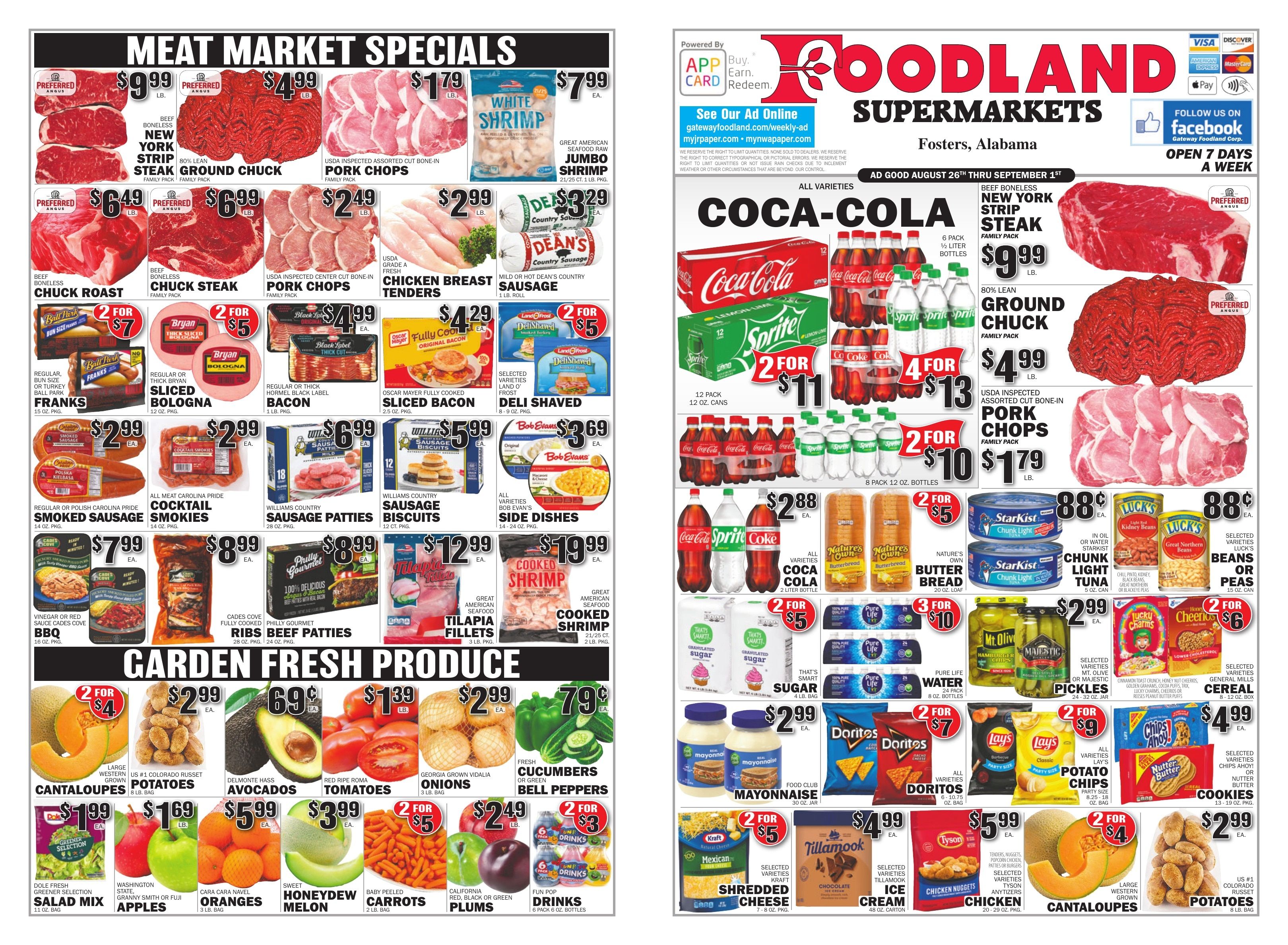 Gateway Foodland (Fosters, AL) Weekly Ad August 26 - September 1, 2026