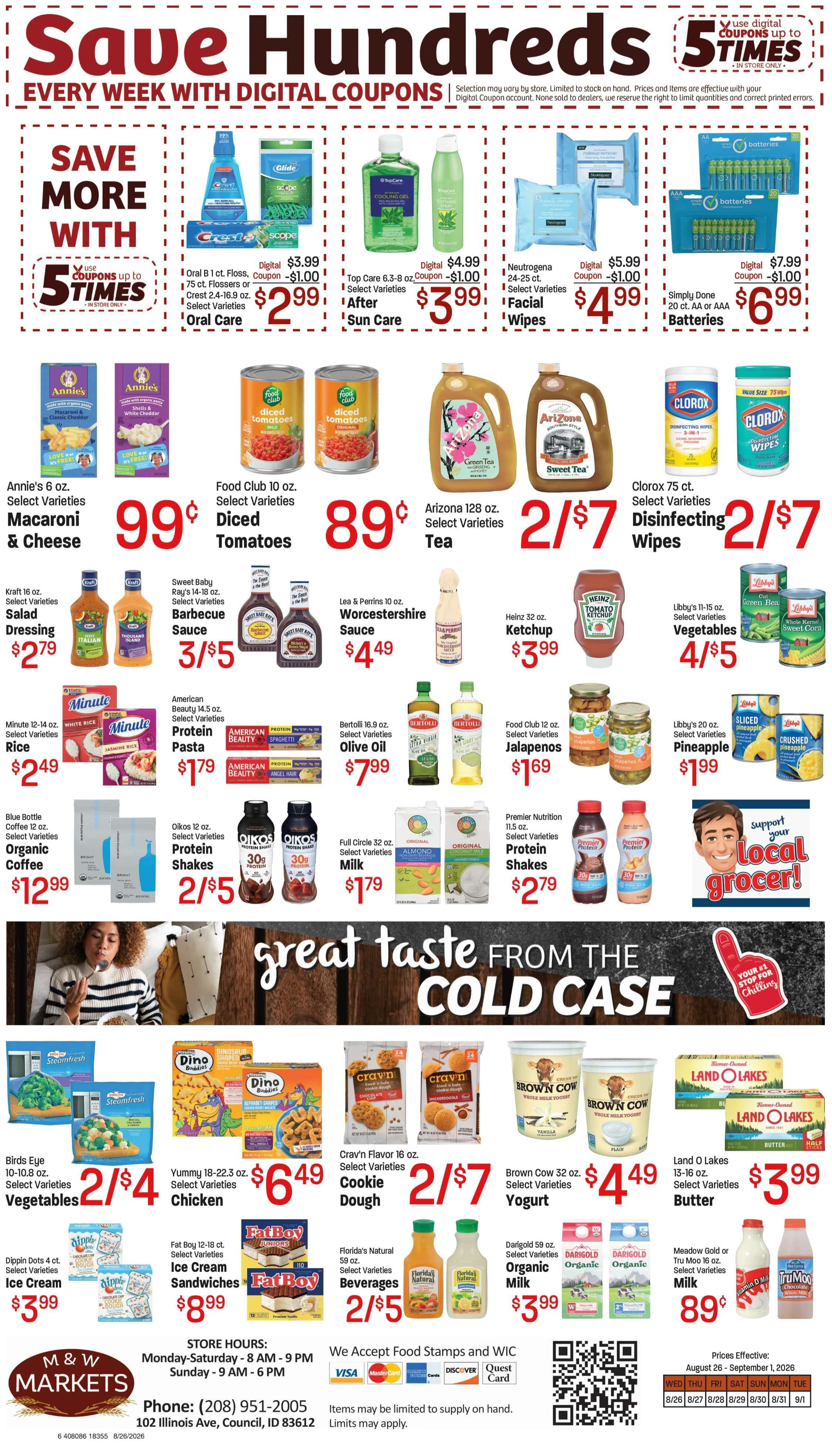 M&W Markets (Council, ID) Weekly Ad August 26 - September 1, 2026