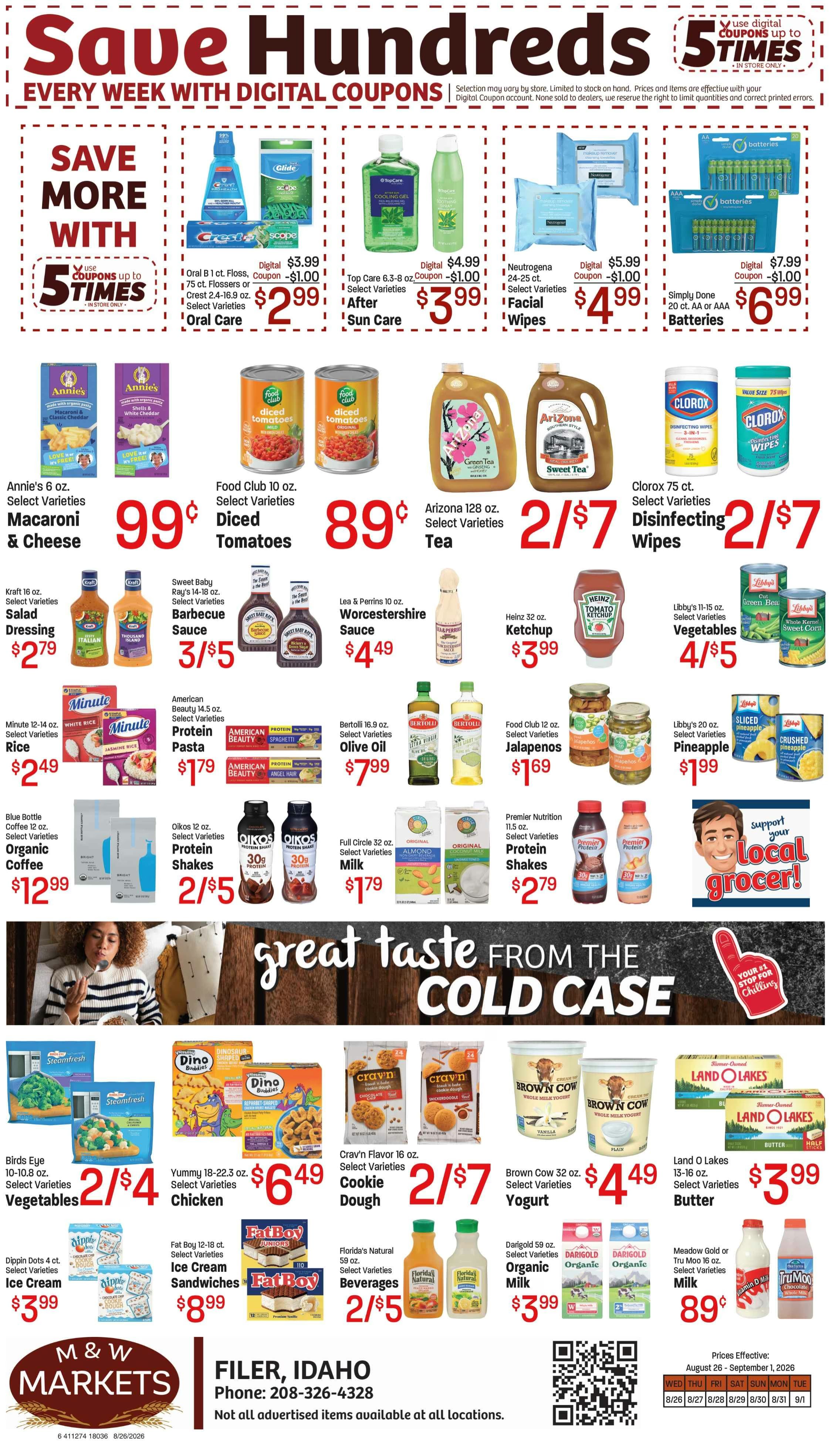 M&W Markets (Filer, ID) Weekly Ad August 26 - September 1, 2026