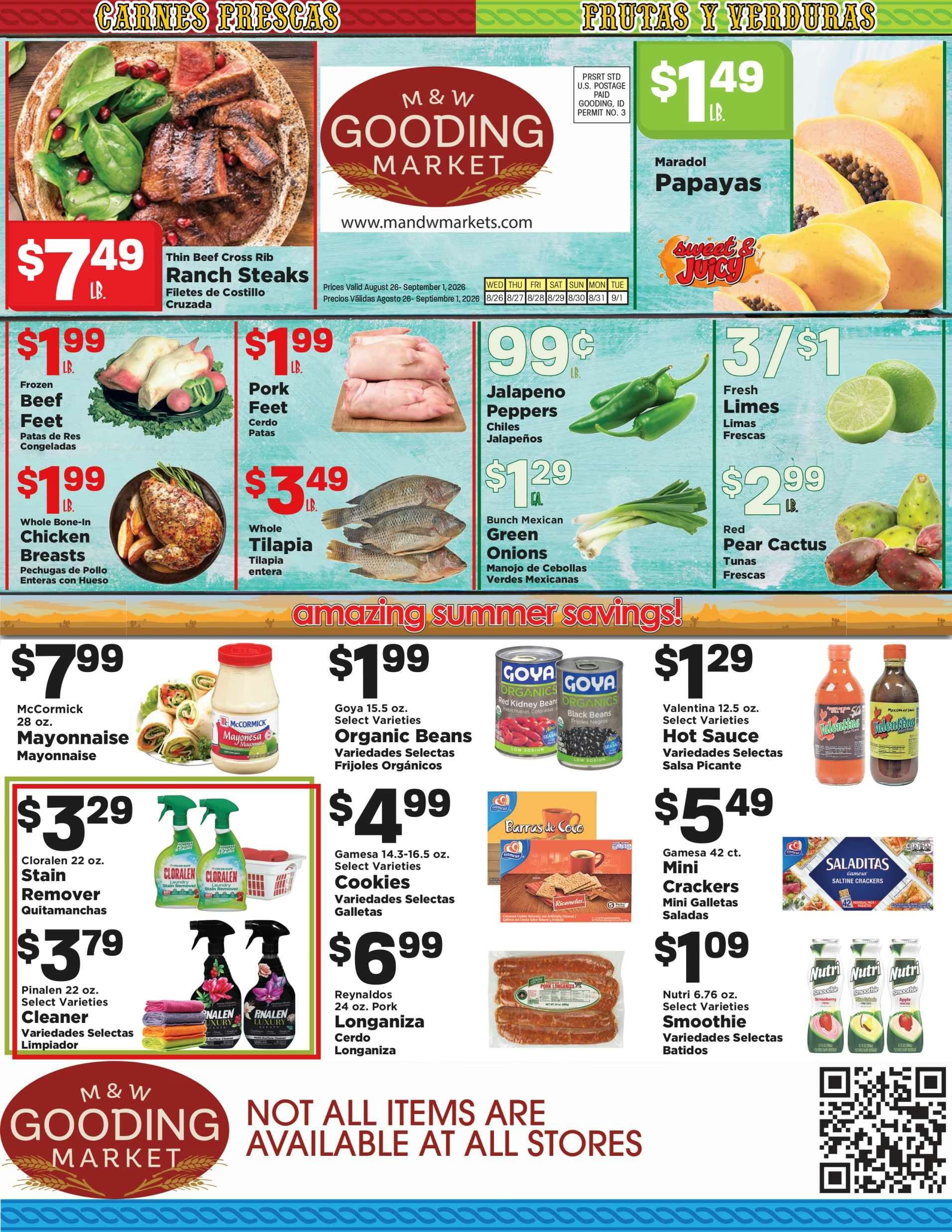 M&W Markets (Gooding, ID) Weekly Ad August 26 - September 1, 2026