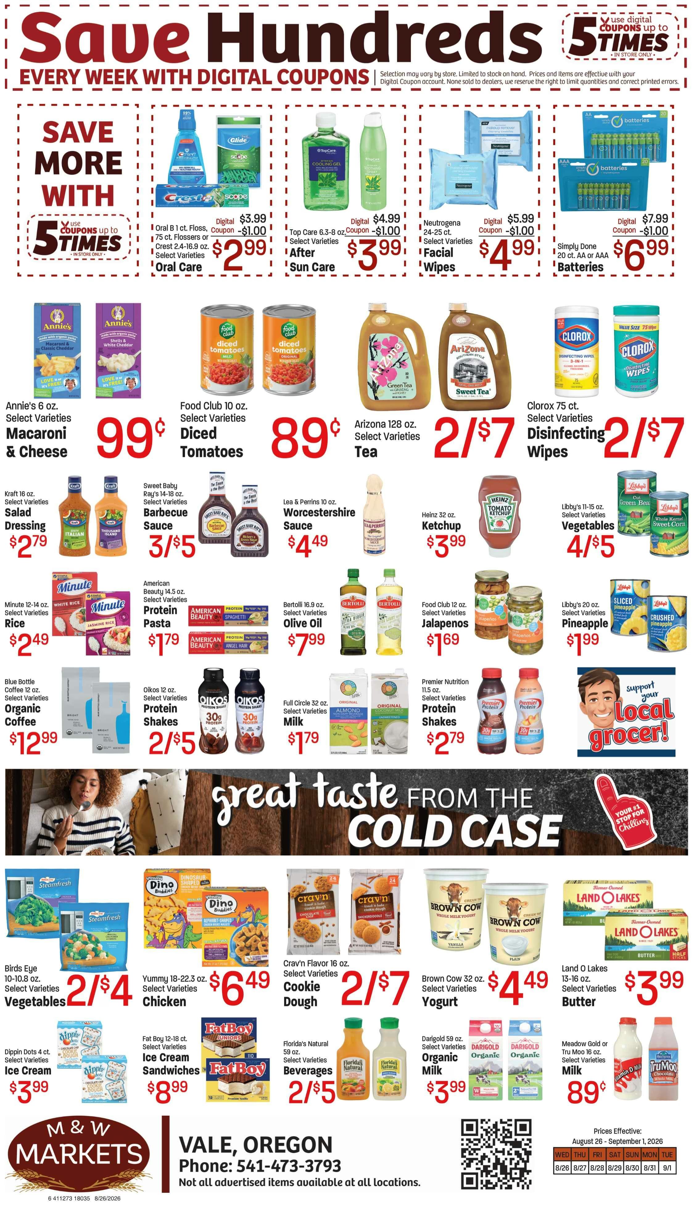 M&W Markets (Vale, OR) Weekly Ad August 25 - September 1, 2026