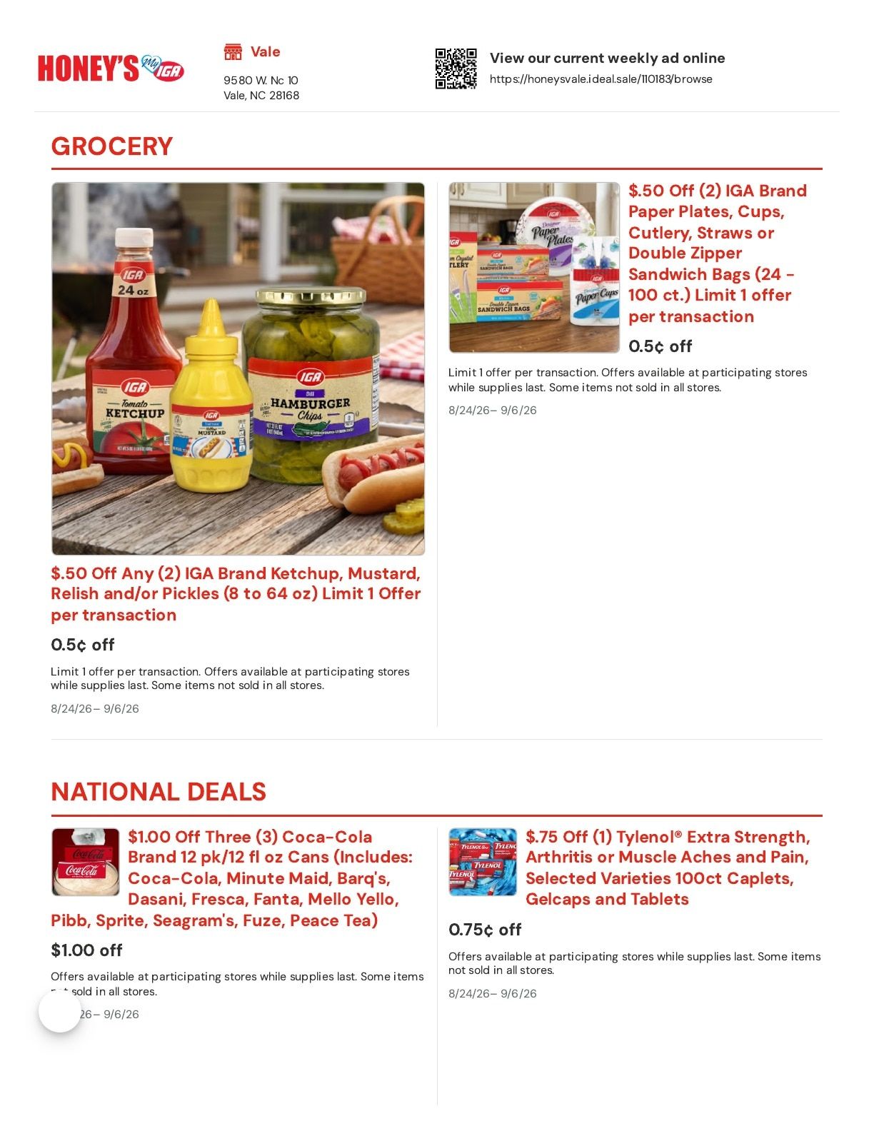 Honey's IGA Weekly Ad August 24 - September 6, 2026