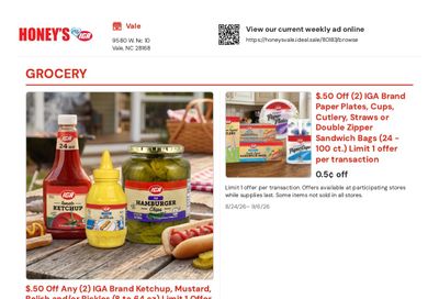 Honey's IGA Weekly Ad August 24 - September 6, 2026