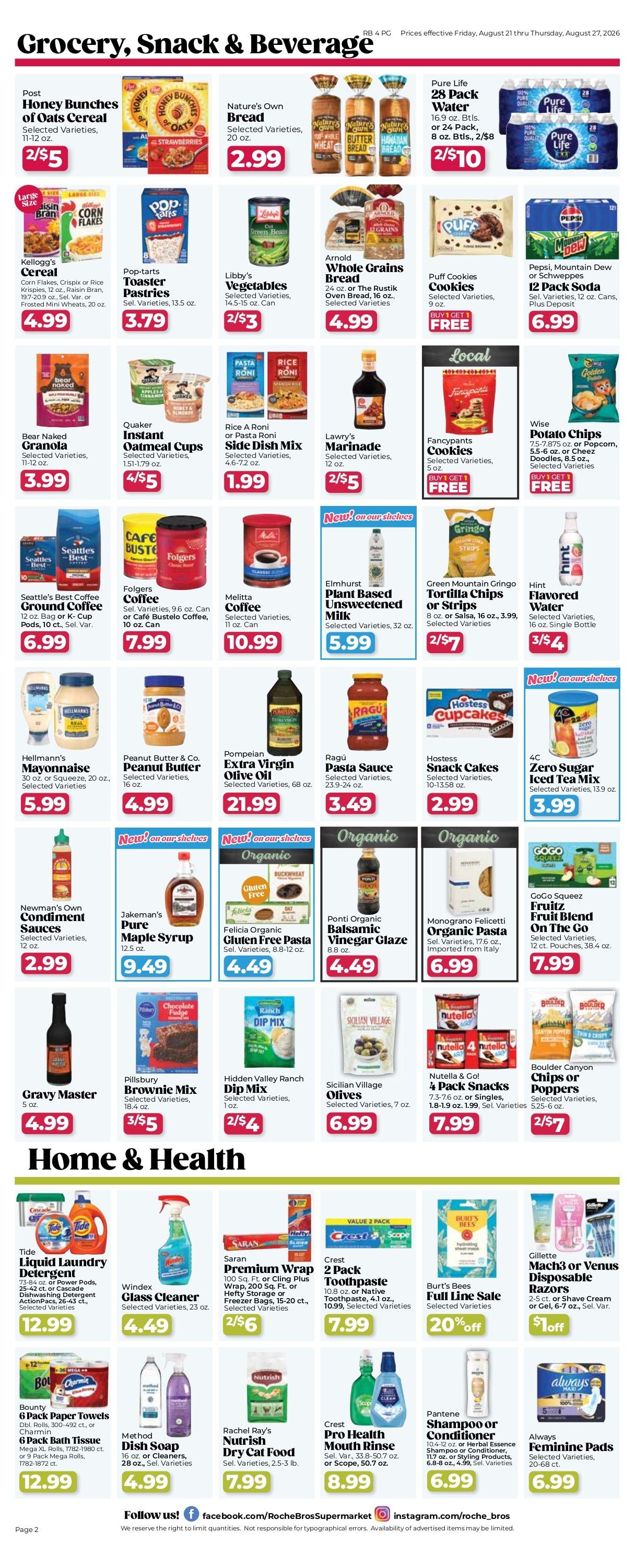 Roche Bros. Weekly Ad August 21 - 27, 2026