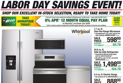 Menards (Cedar Falls Area, IA) Appliance Event Weekly Ad August 27 - September 7, 2026