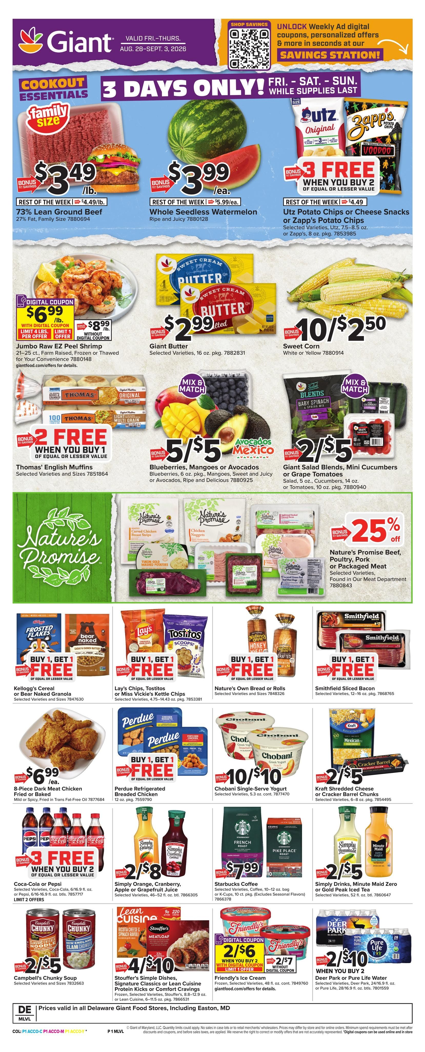 Giant Food (DE, MD, NJ, PA) Weekly Ad August 28 - September 3, 2026