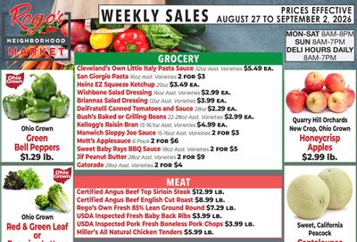 Rego's Neighborhood Market Weekly Ad August 27 - September 2, 2026