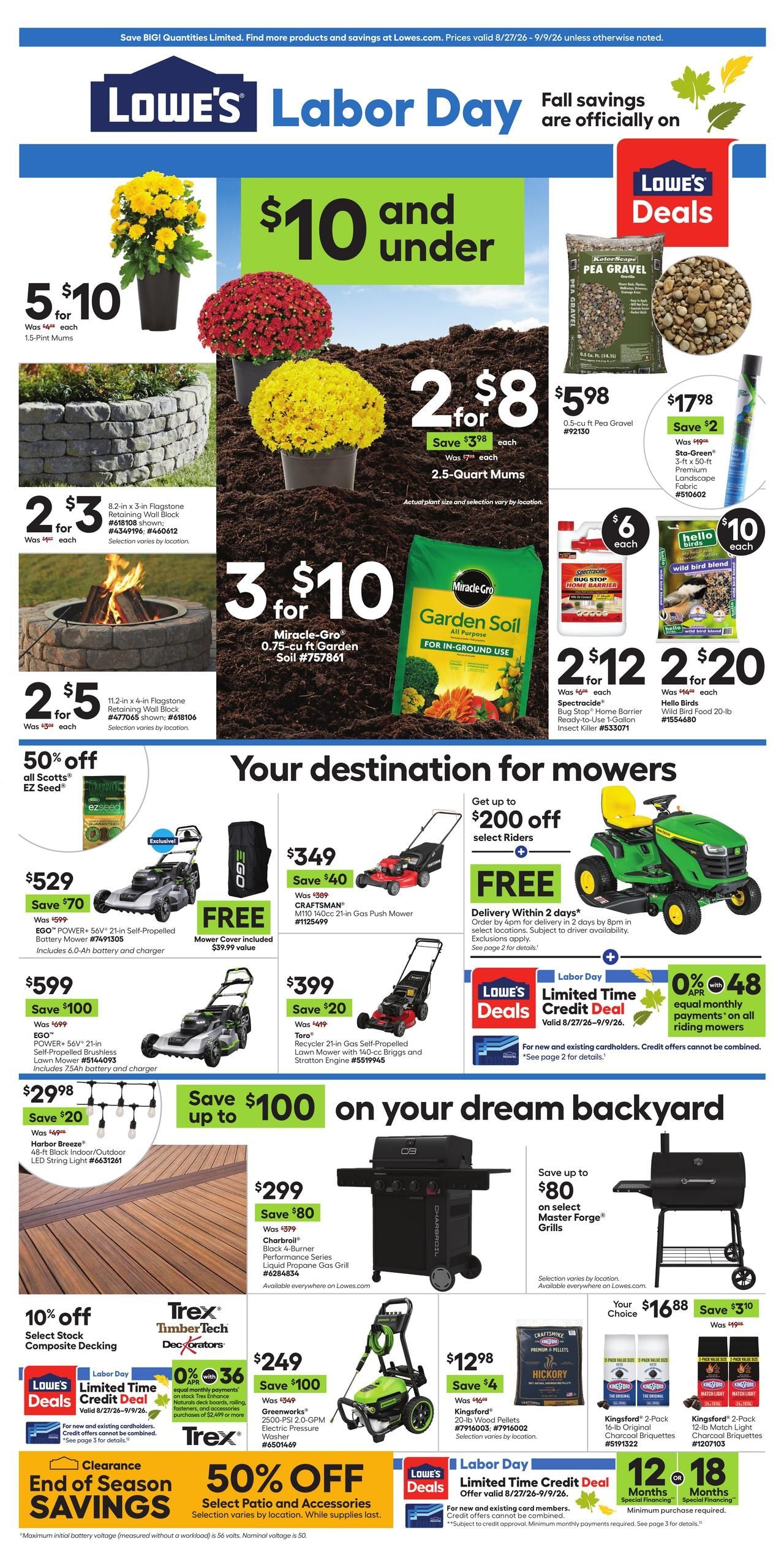 Lowe's (NM, TX) Weekly Ad August 27 - September 9, 2026