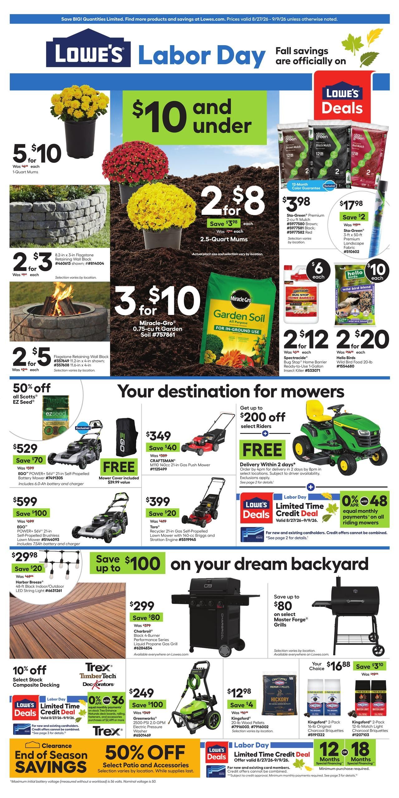 Lowe's (Rangely Area, CO) Weekly Ad August 27 - September 9, 2026