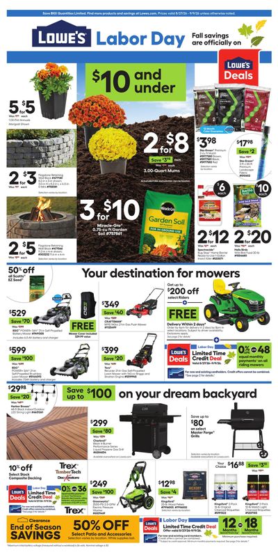 Lowe's (Richmond Hill Area, GA) Weekly Ad August 27 - September 9, 2026