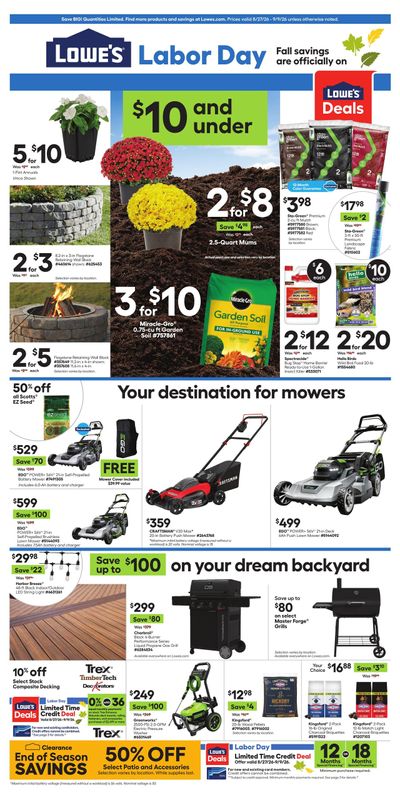 Lowe's (Bell Gardens Area, CA) Weekly Ad August 27 - September 9, 2026