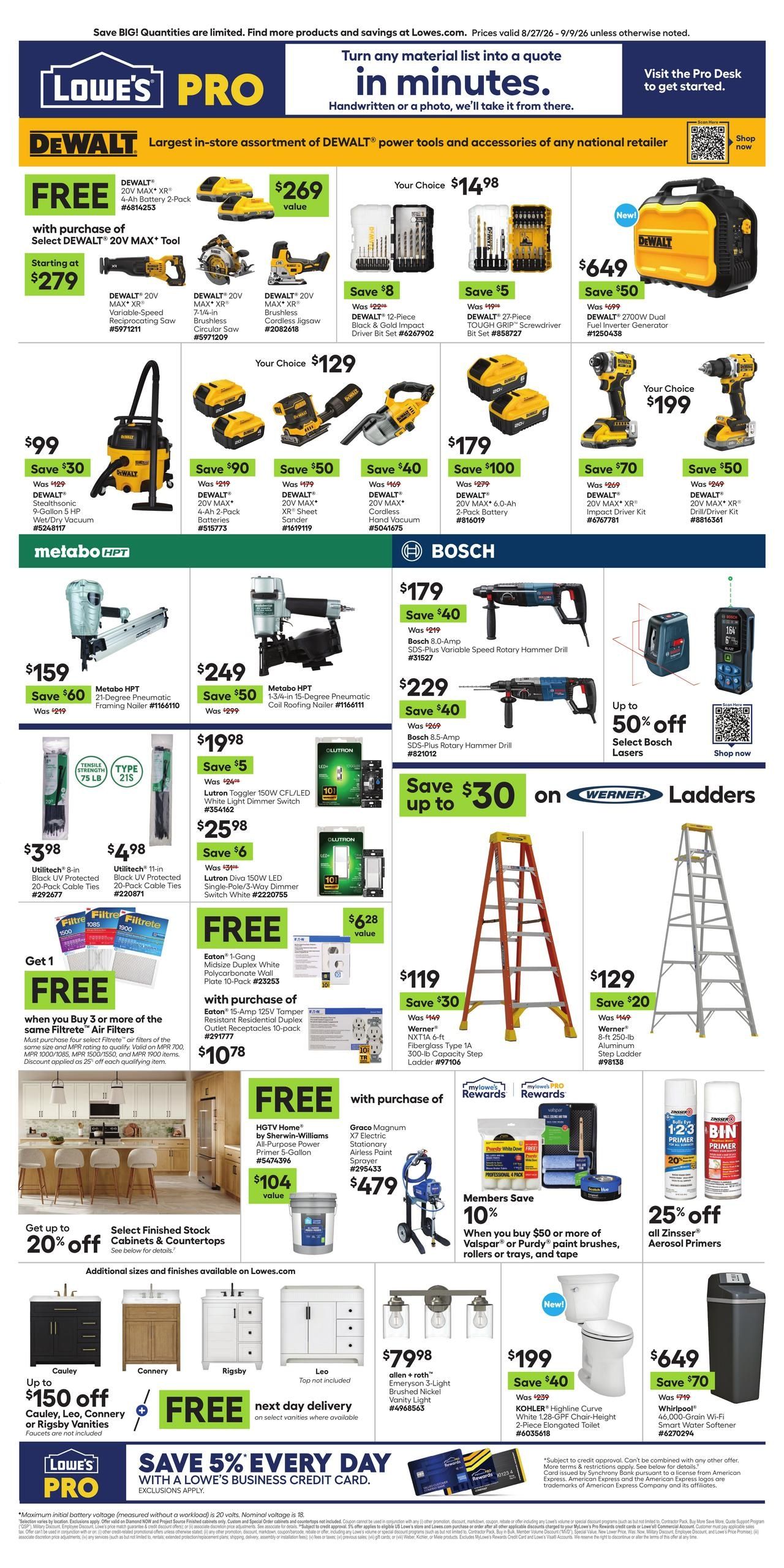 Lowe's (Borden Area, IN) Weekly Ad August 27 - September 9, 2026