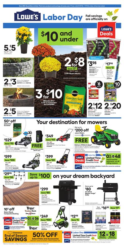Lowe's (Saint Mary Of The Woods Area, IN) Weekly Ad August 27 - September 9, 2026