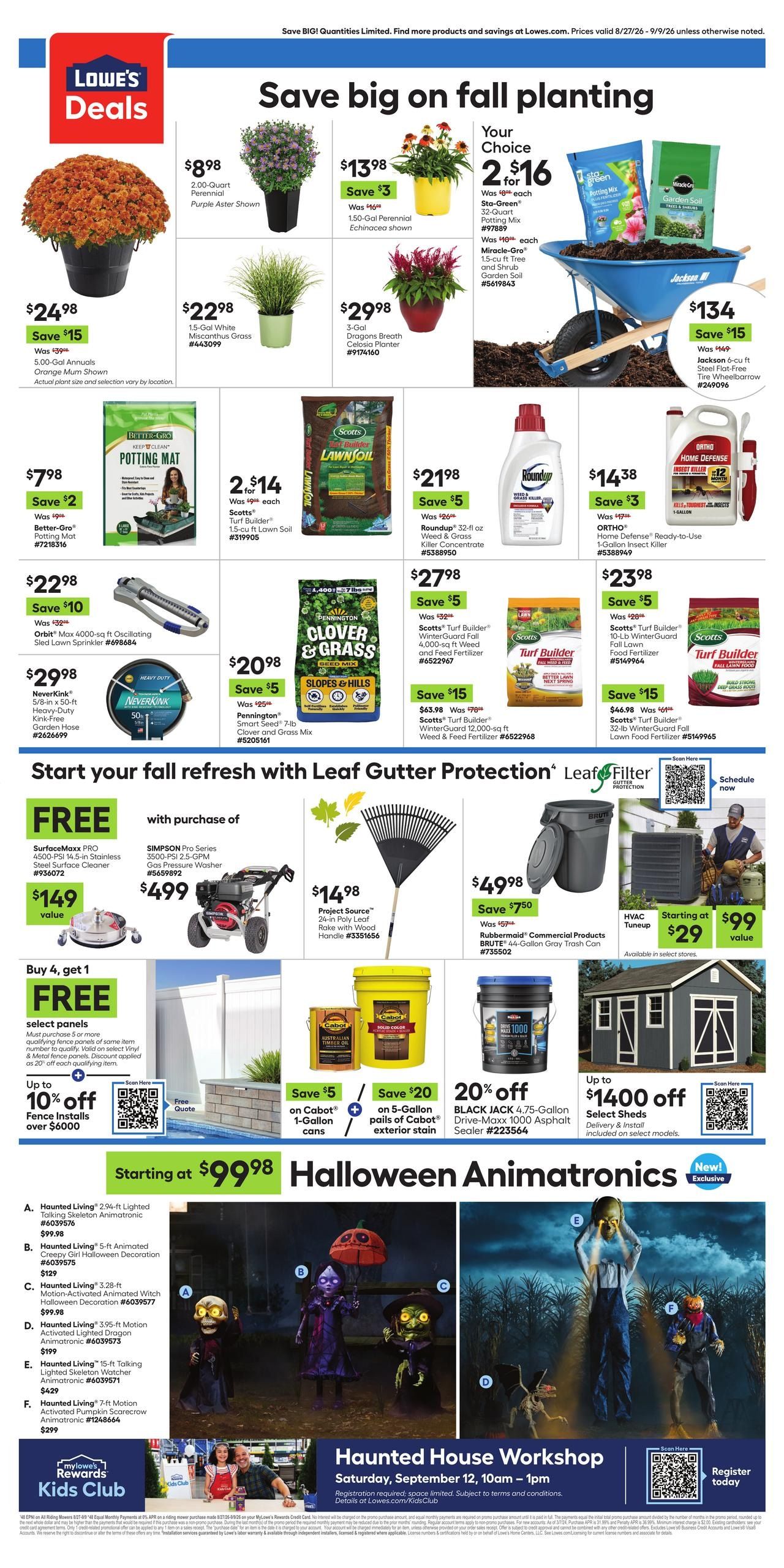 Lowe's (Saint Mary Of The Woods-Spencer Area, IN) Weekly Ad August 27 - September 9, 2026
