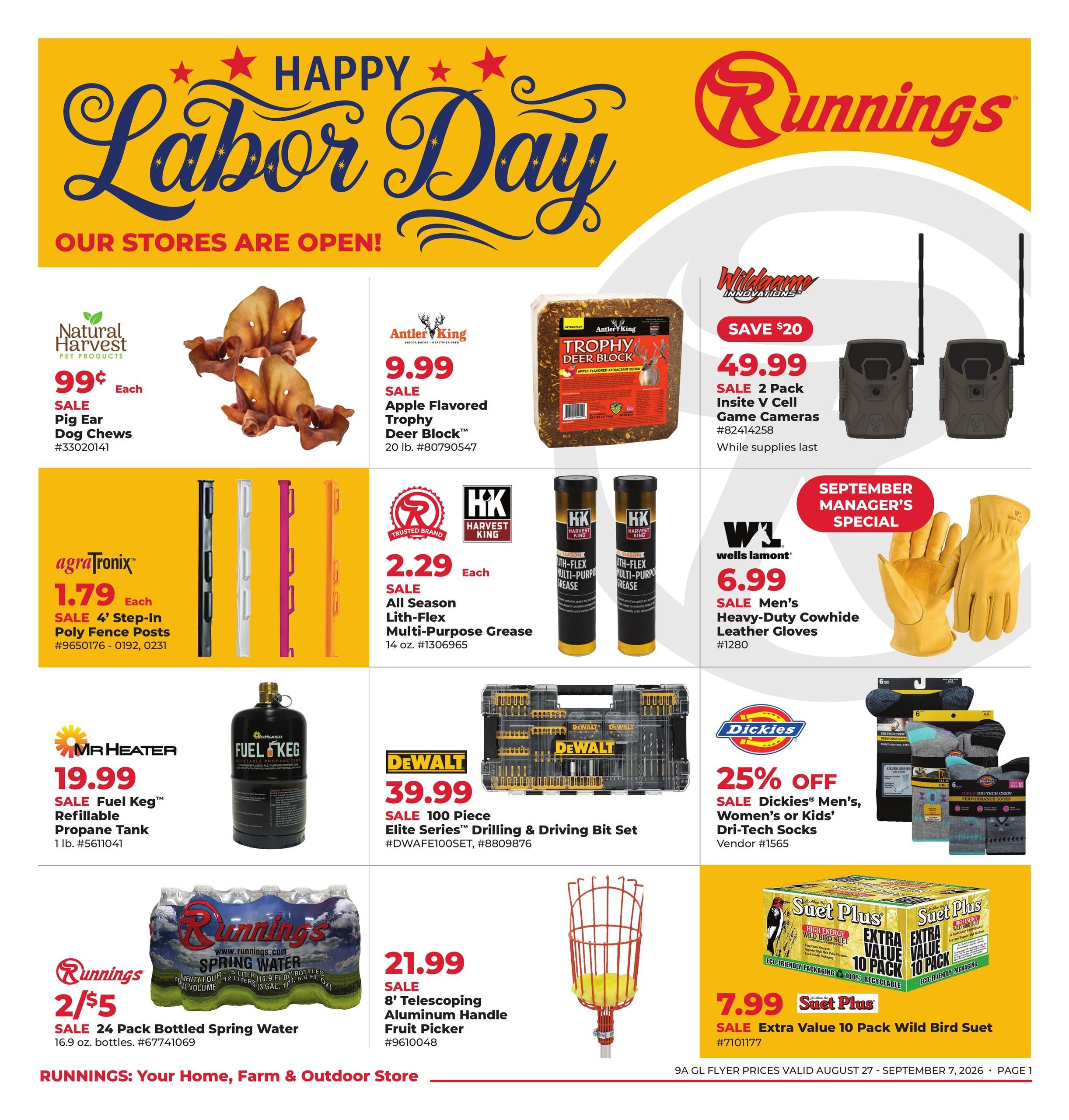 Runnings (IL, IN, MI, OH, WI) Happy Labor Day Weekly Ad August 27 - September 7, 2026