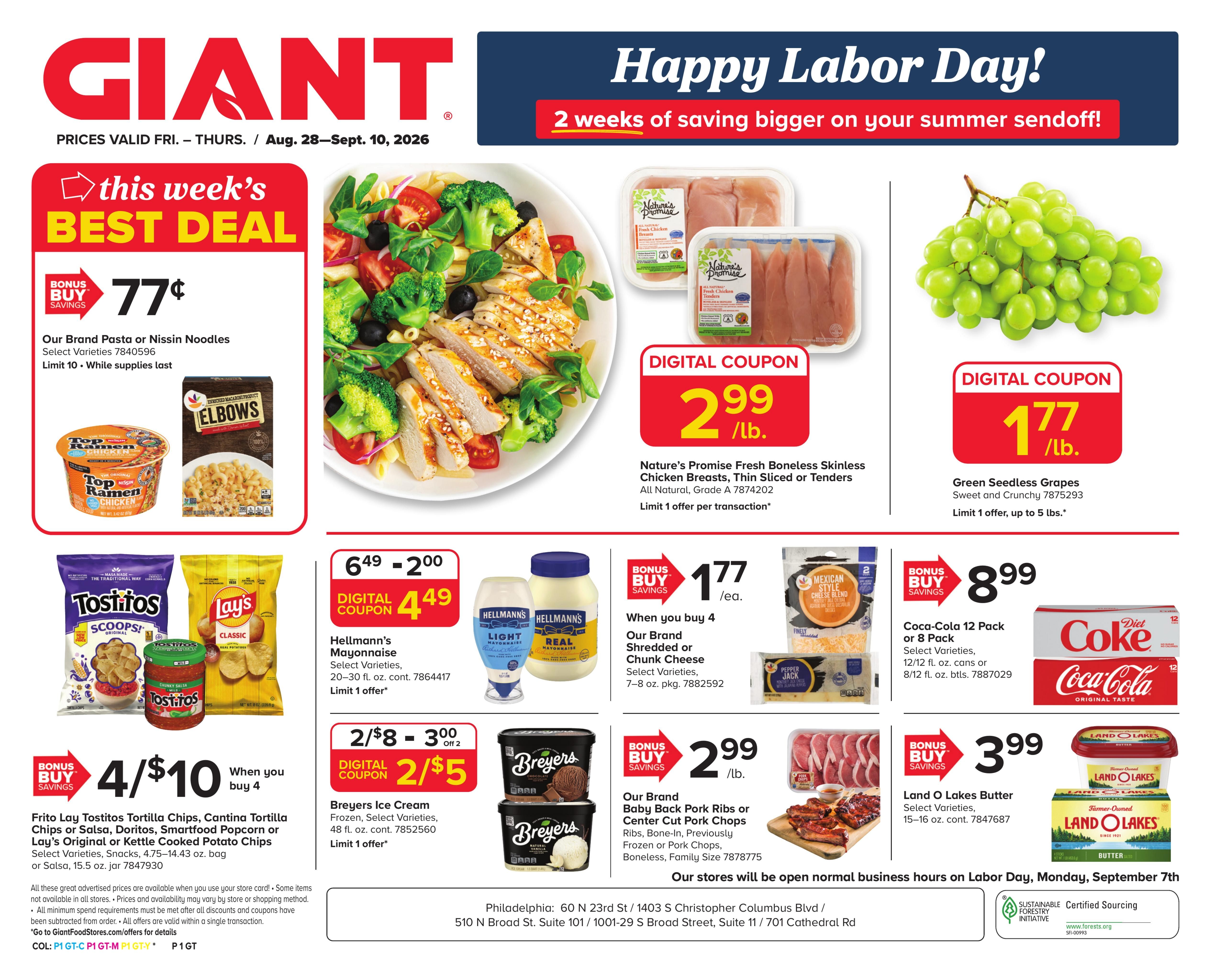 Giant Food Stores (Barrington Area, NJ) Weekly Ad August 28 - September 10, 2026