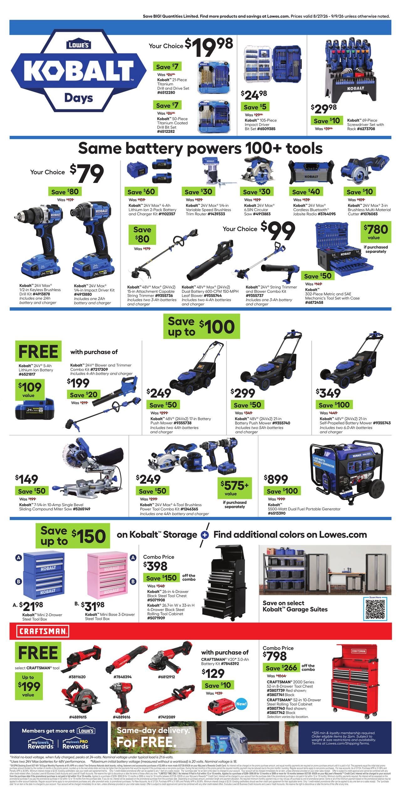 Lowe's (Birds Landing Area, CA) Weekly Ad August 27 - September 9, 2026