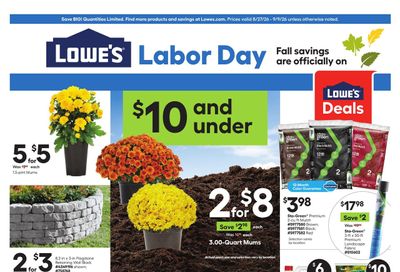 Lowe's (IA, IL, WI) Weekly Ad August 27 - September 9, 2026