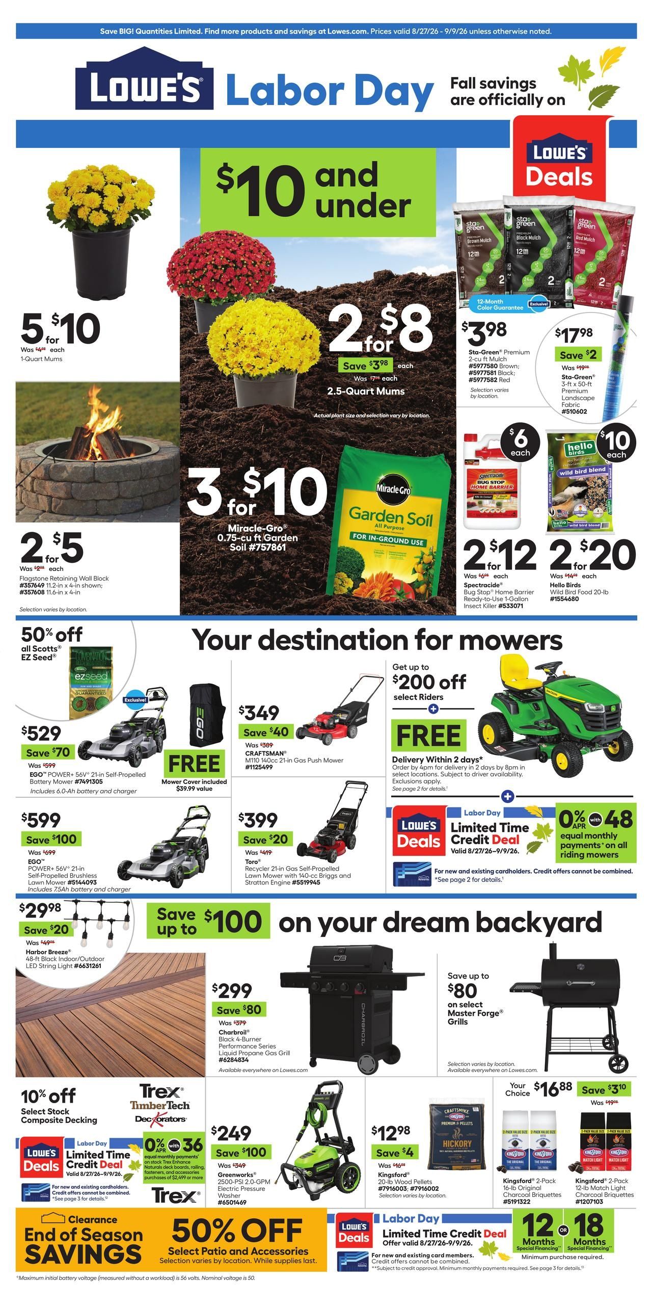 Lowe's Weekly Ad August 27 - September 9, 2026