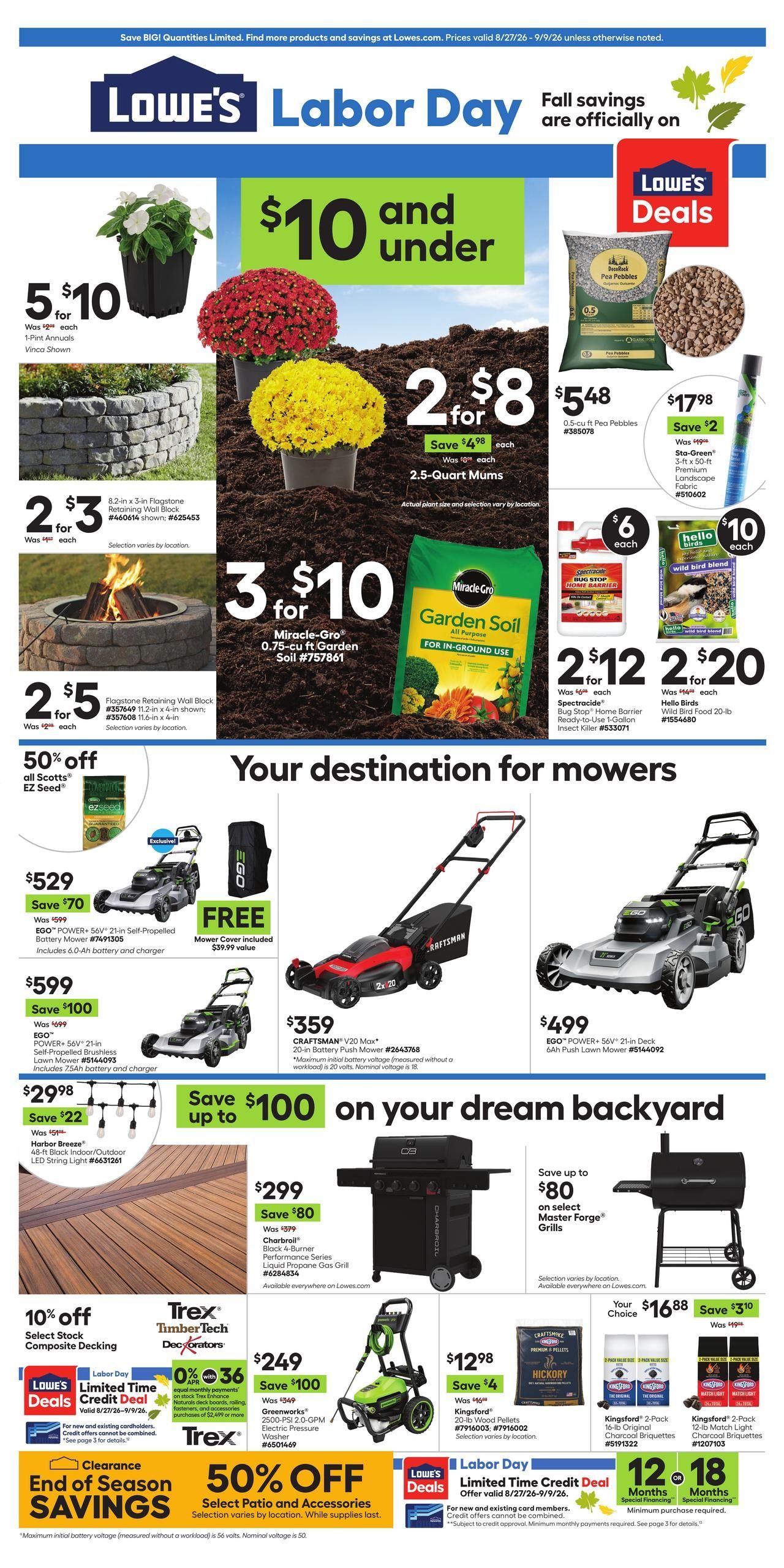 Lowe's (Calipatria Area, CA) Weekly Ad August 27 - September 9, 2026