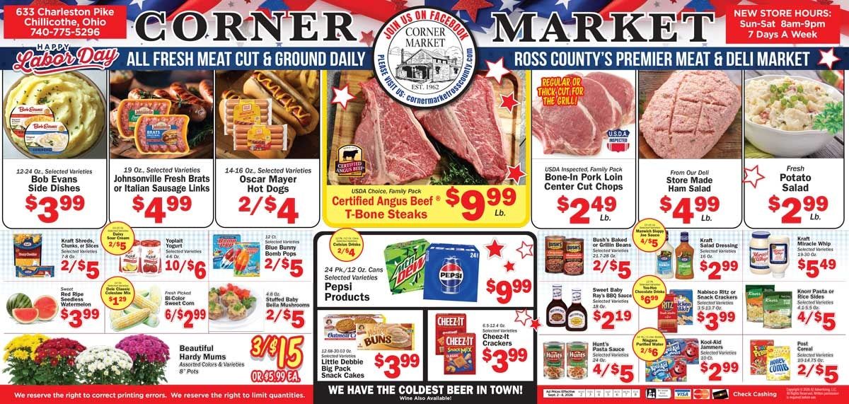 Corner Market Ross County Weekly Ad September 2 - 8, 2026