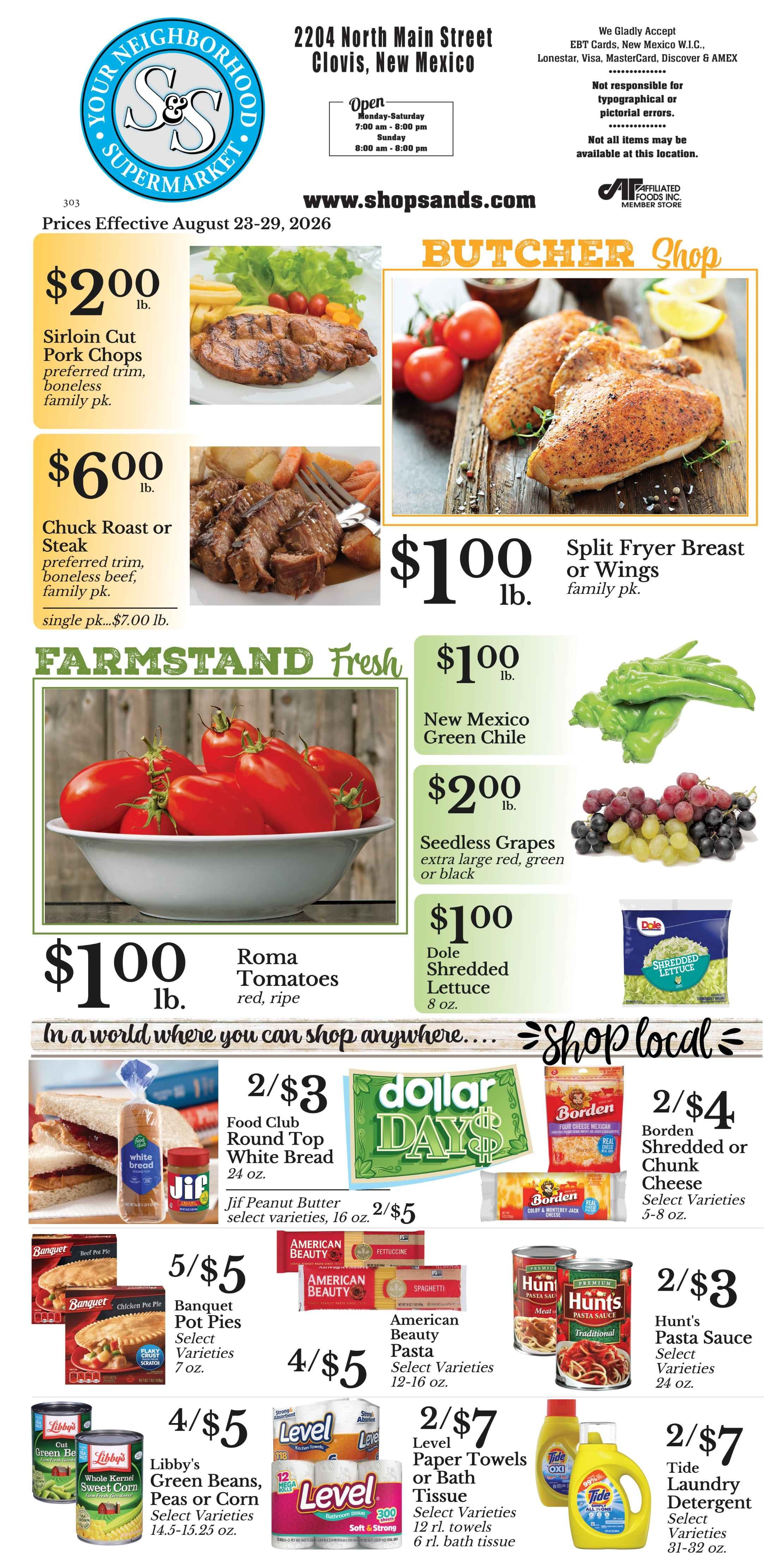 S&S Supermarket Weekly Ad August 23 - 29, 2026