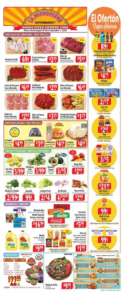 El Ahorro Supermarket (Grand Prairie–Irving Area, TX) Weekly Ad August 26 - September 1, 2026