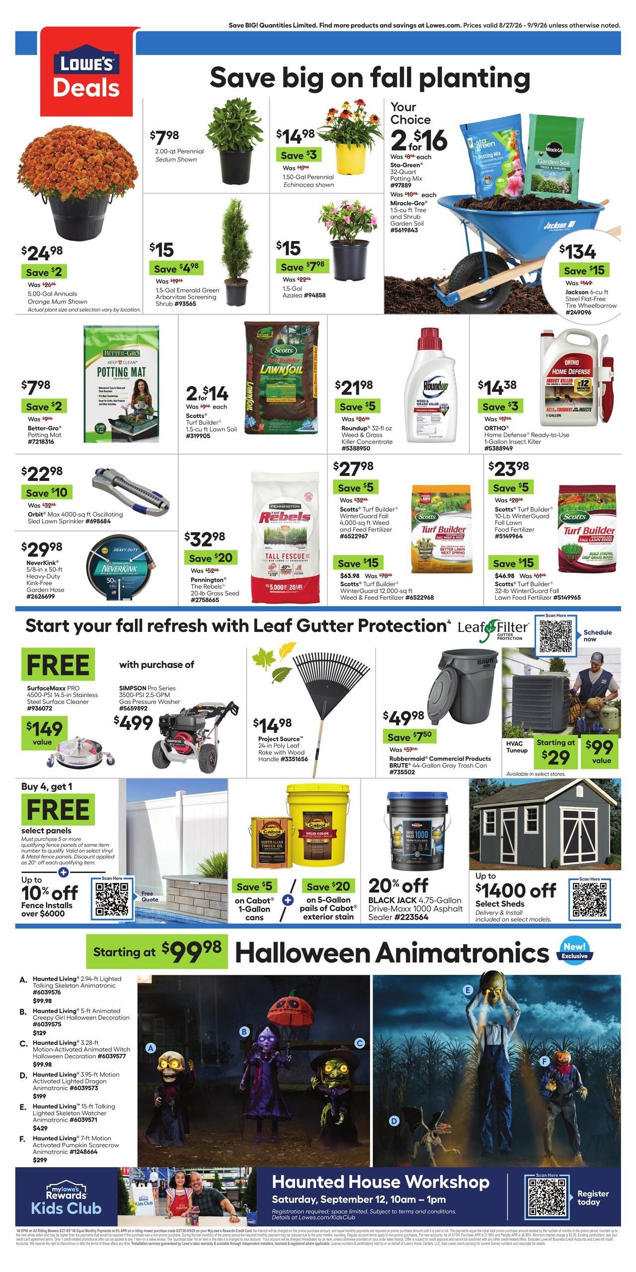 Lowe's (Carle Place–Sagaponack Area, NY) Weekly Ad August 27 - September 9, 2026