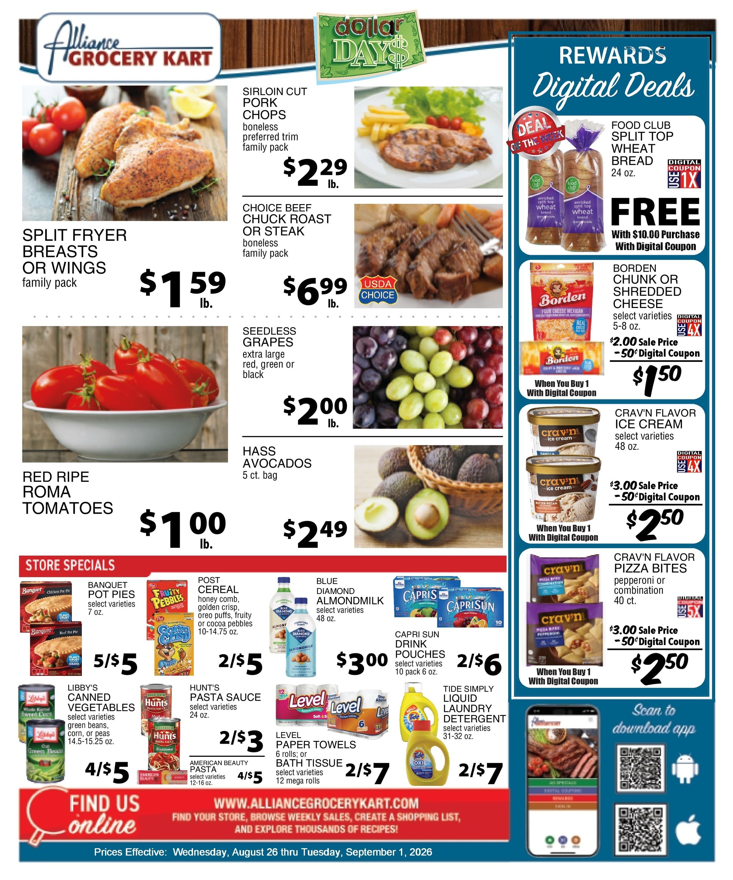 Alliance Grocery Kart Weekly Ad August 26 - September 1, 2026