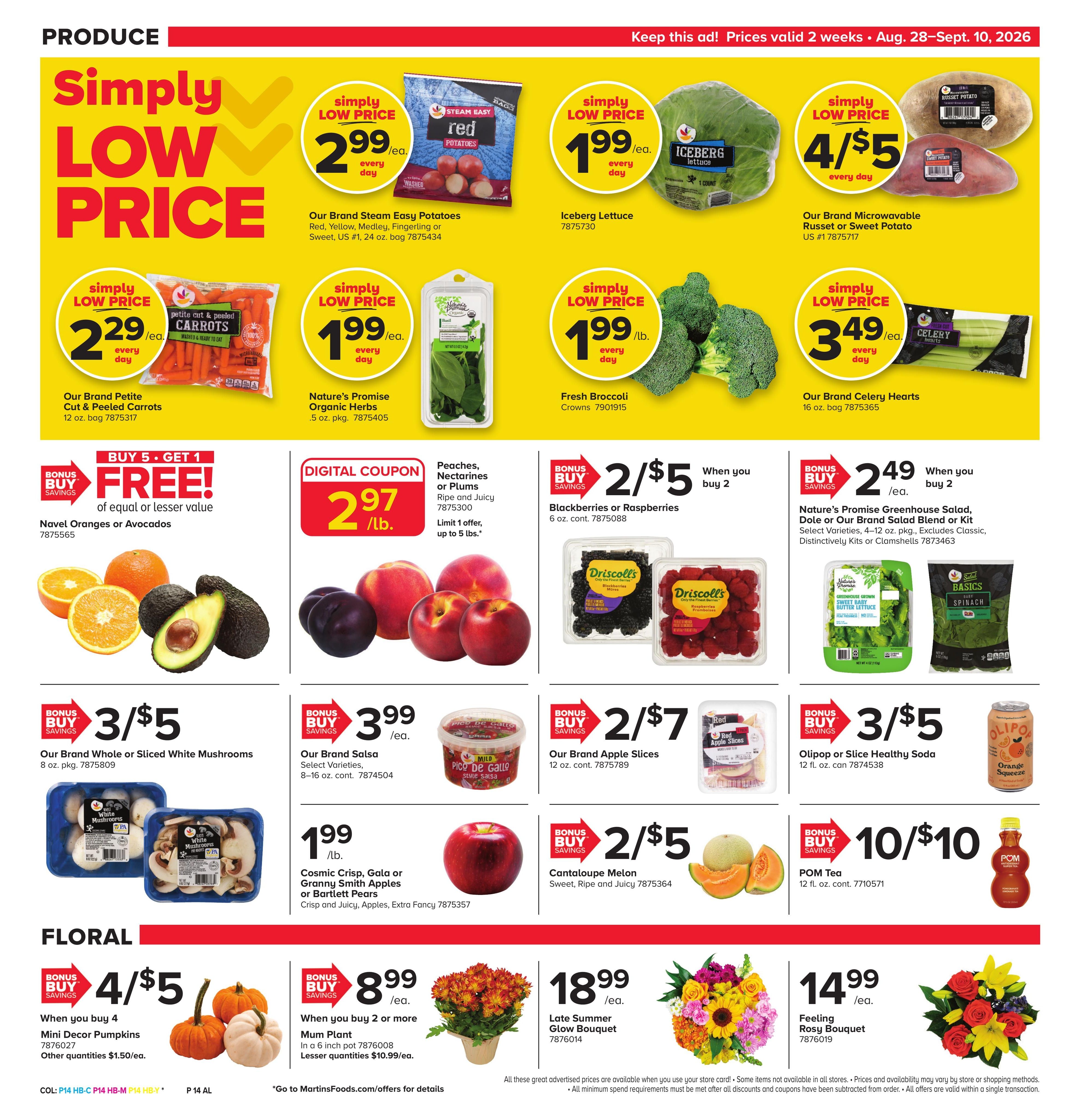 Martin's Food Market (Baker Area, WV) Weekly Ad August 28 - September 10, 2026