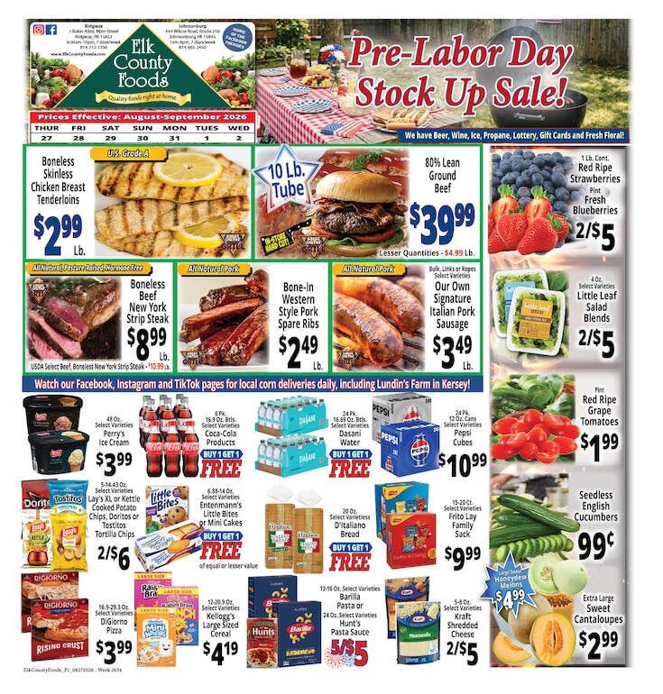 Elk County Foods Weekly Ad August 27 - September 2, 2026