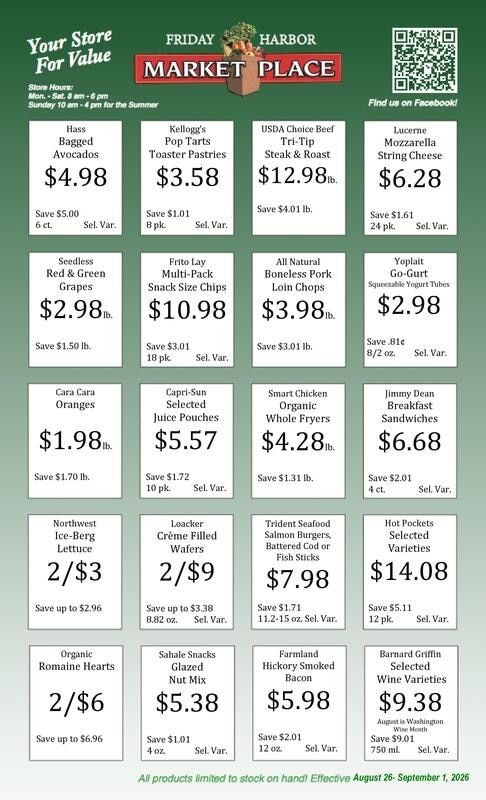 Friday Harbor Marketplace Weekly Ad August 26 - September 1, 2026