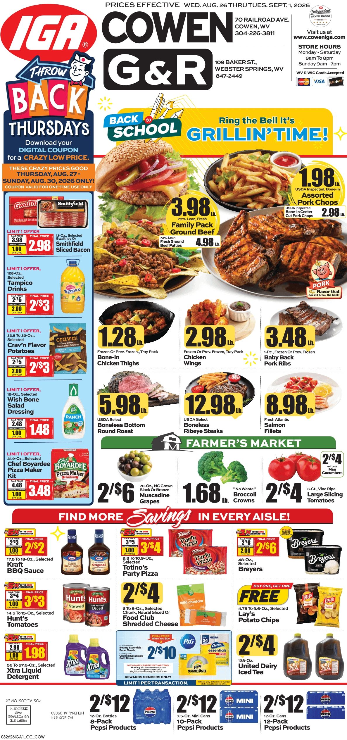 G&R IGA (109 Baker St, Webster Springs, WV) Weekly Ad August 26 - September 1, 2026