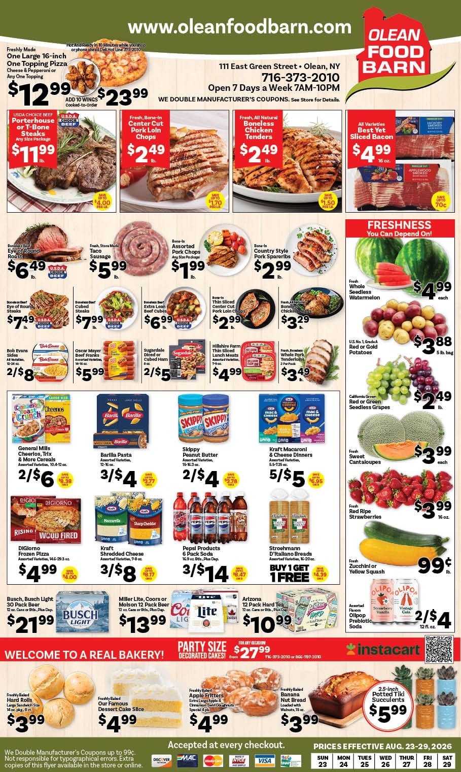 Olean Food Barn Weekly Ad August 23 - 29, 2026
