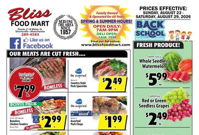 Bliss Shur Fine Food Mart Weekly Ad August 23 - 29, 2026