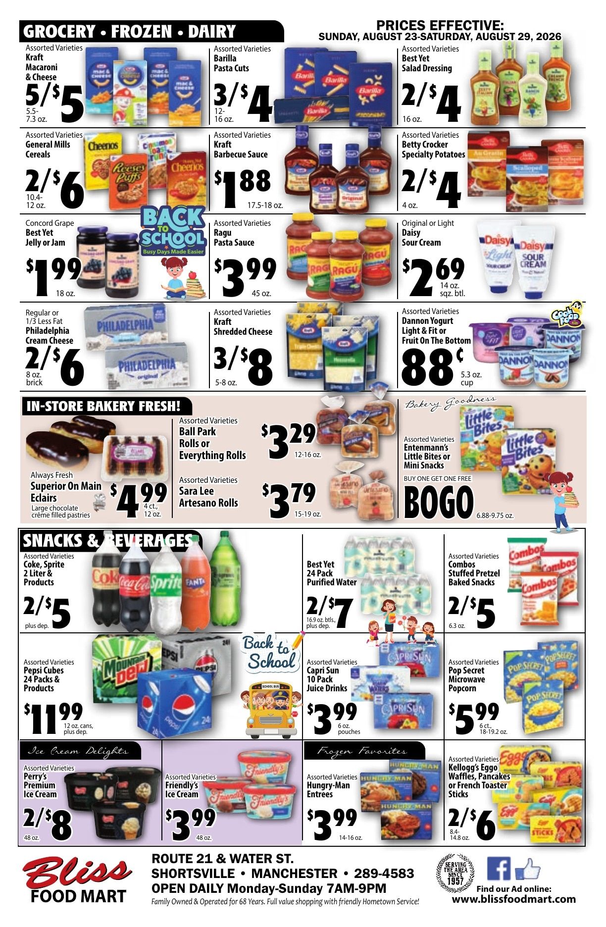 Bliss Shur Fine Food Mart Weekly Ad August 23 - 29, 2026