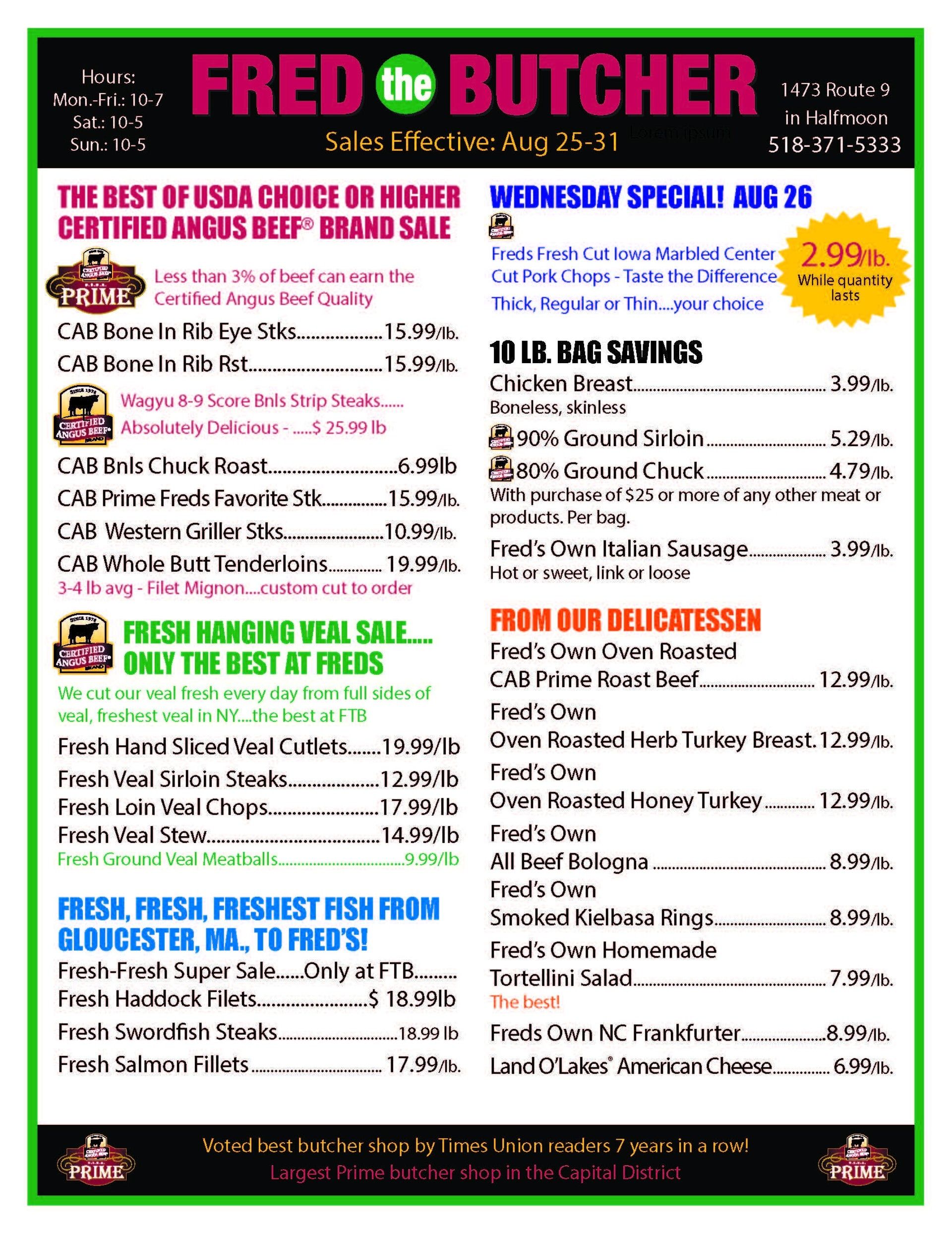 Fred the Butcher Weekly Ad August 25 - 31, 2026