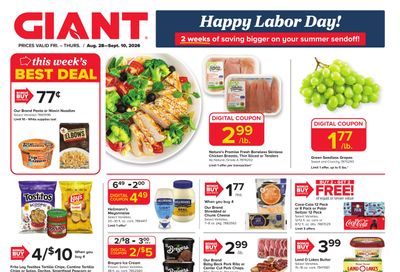 Giant Food Stores (Edison Area, NJ) Weekly Ad August 28 - September 10, 2026