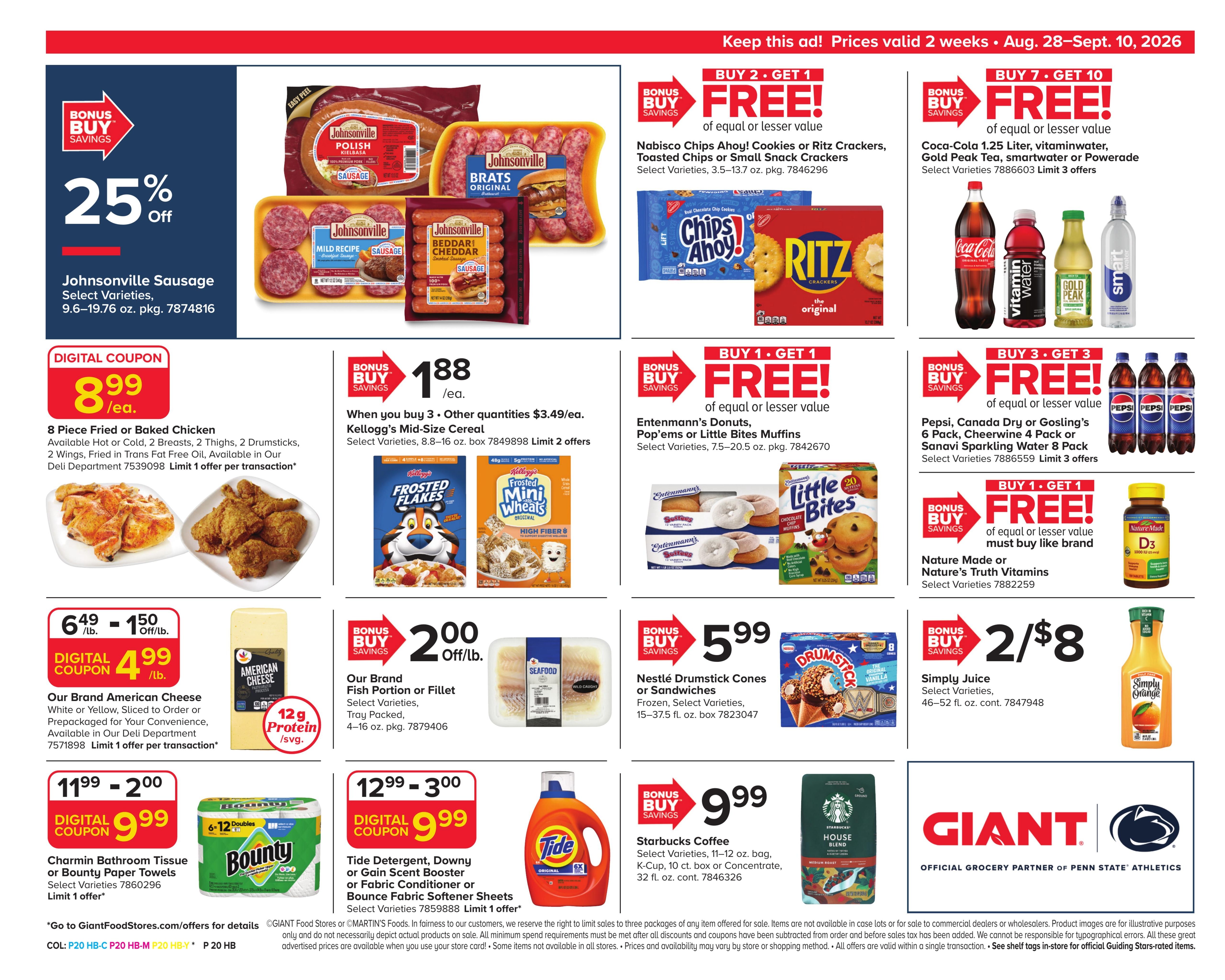 Giant Food Stores (Edison Area, NJ) Weekly Ad August 28 - September 10, 2026